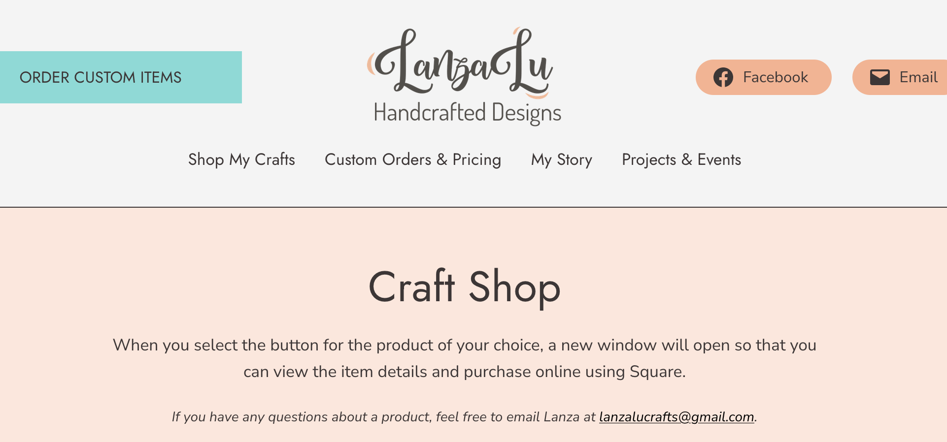 Website page content sample - LanzaLu Crafts home page