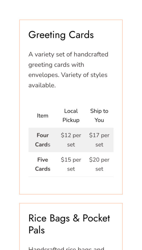 Mobile-view screenshot of pricing information on an online store website - link opens image in full resolution
