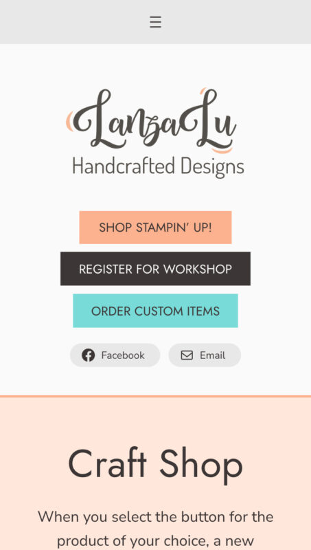 Mobile-view screenshot of an online store website home page - link opens image in full resolution