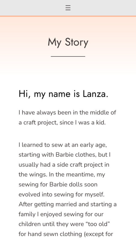 Mobile-view screenshot of a text blurb on an online store website - link opens image in full resolution