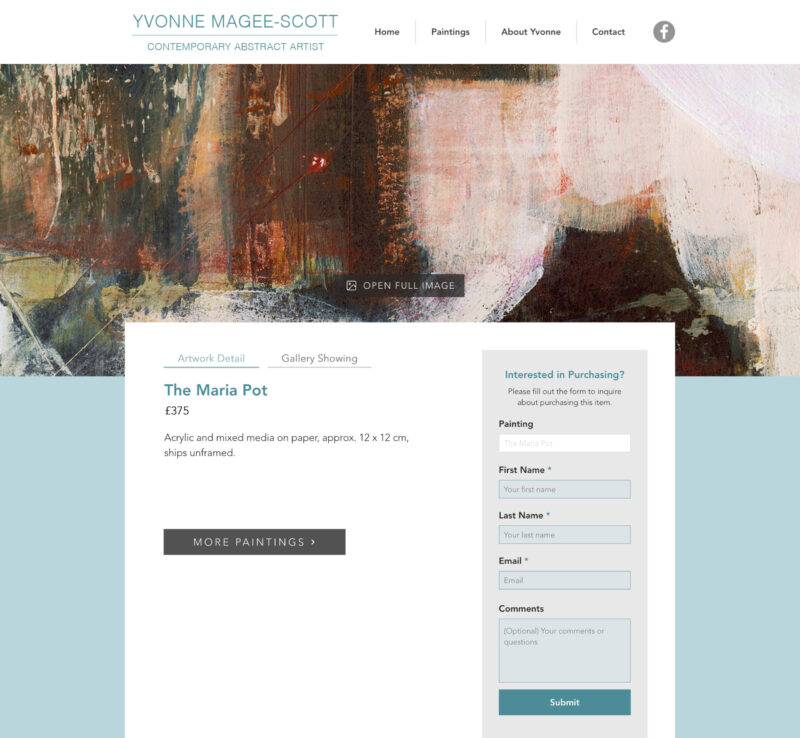 Desktop-view screenshot image of a product page on a visual artist's website - link opens image in full resolution