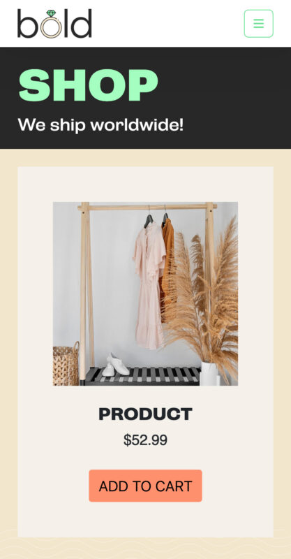 boutique_shop_mobile mobile view of the Bold Boutique shop page